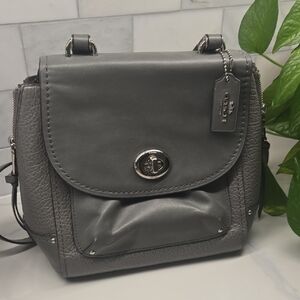 Coach Dark Gray Leather Crossbody Bag Or Backpack